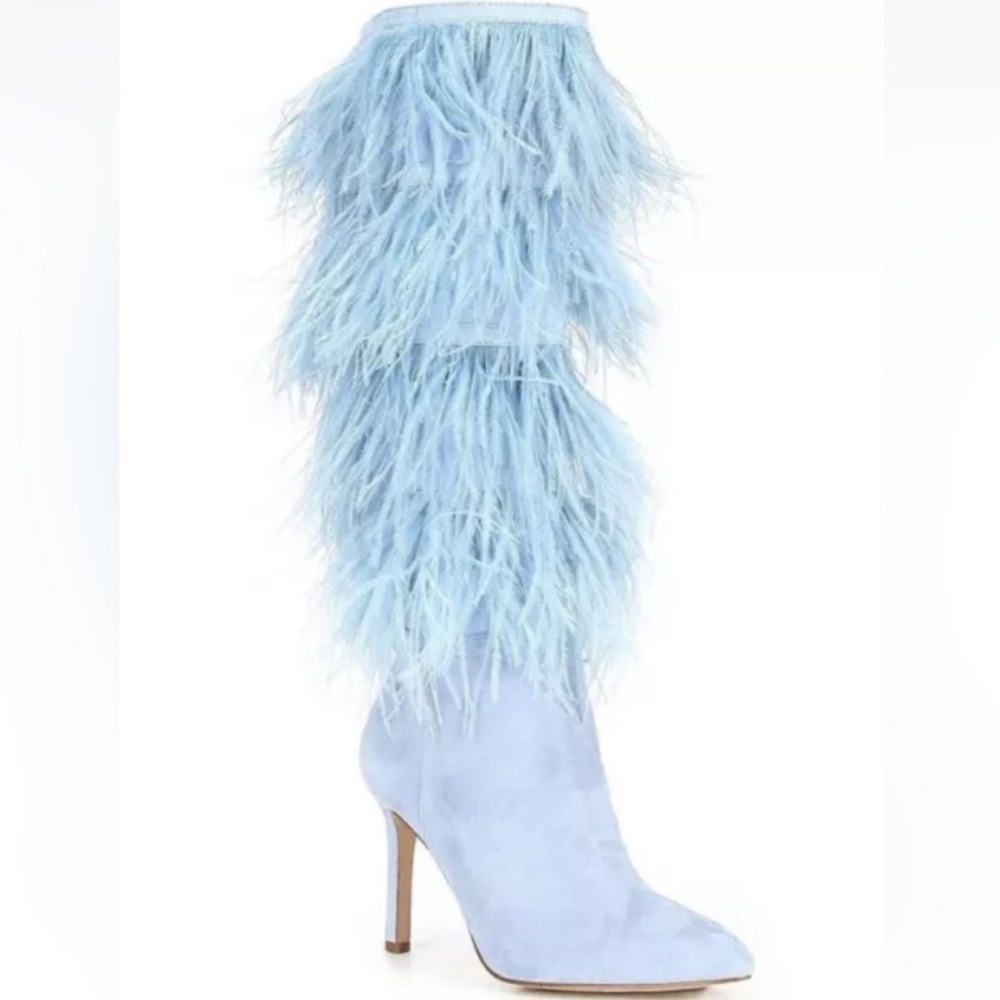 Gianni Bini Taryn Feather Embellished Pointed Toe Stiletto Boots